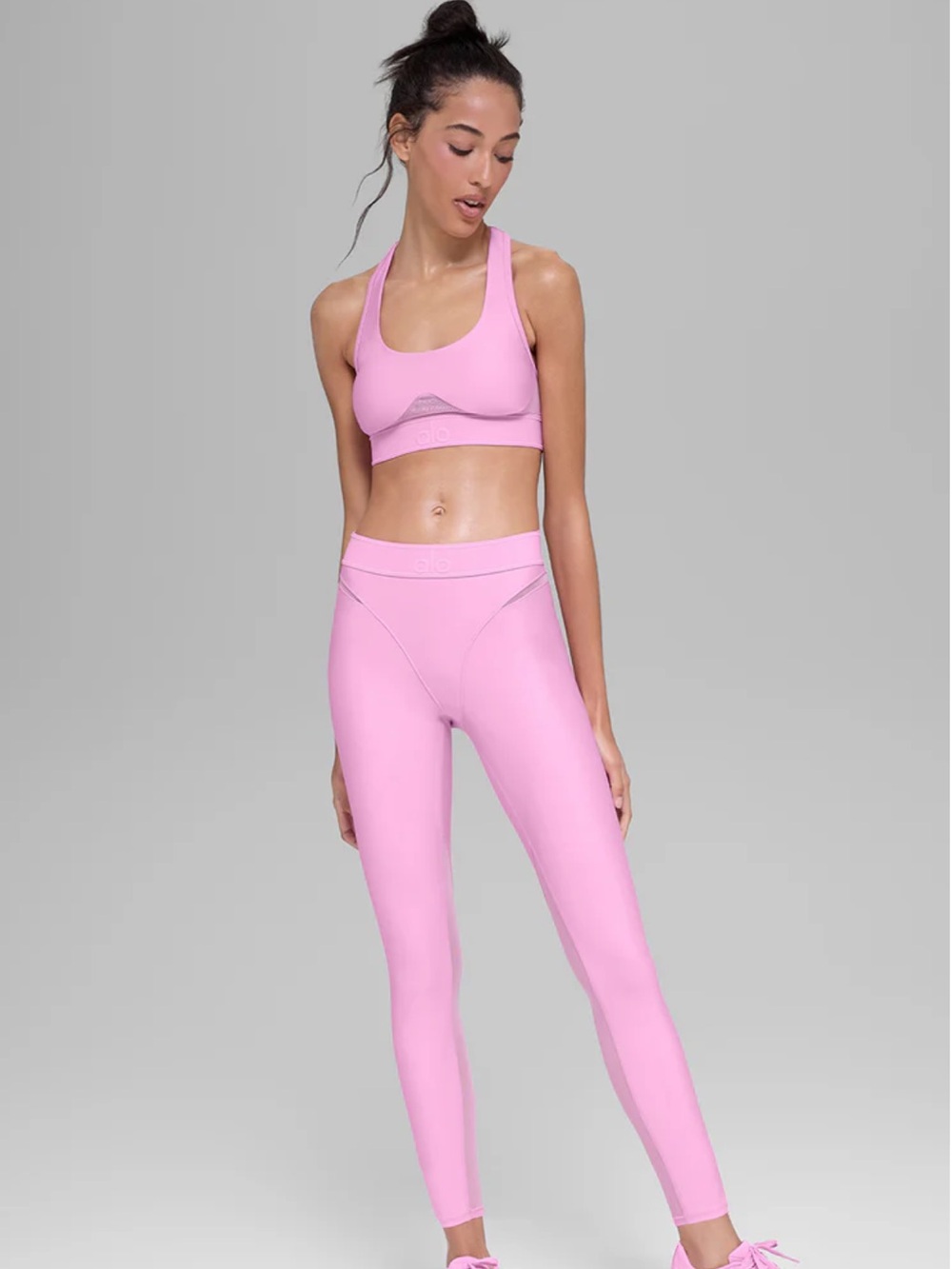 ALO Yoga Pink Racerback Sports Bra and High-Waist Leggings Set - Picture 2 of 9